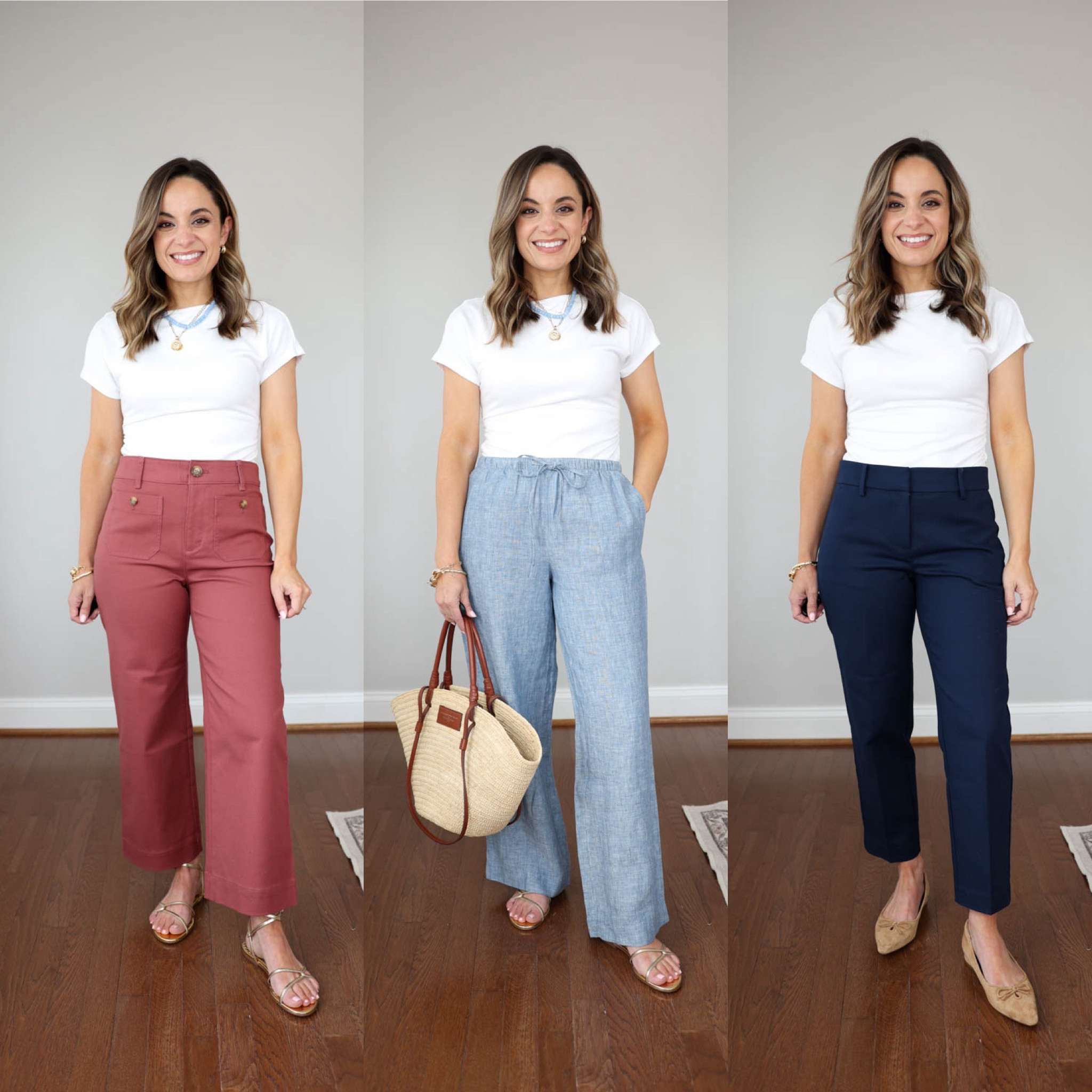 Petite-friendly pants from LOFT!

LOFT Sawyer Pants in Linen: Petite XXS | 10" rise | 27" inseam (on petite xxs) | 100% linen | true to size 

LOFT Palmer Pants: Petite 00 | 10" rise | 24" inseam (on petite 00) | runs large at the waist, size down

LOFT Riviera Pants: Petite 00 curvy | 9″ Rise | 24″ Inseam (taken from petite 00) | true to size, curvy is better proportioned for me, classic was too big at the waist and tight on my thighs

Top (Nordstrom): Petite XS 
Sandals (Sam Edelman): true to size 
Flats (Sam Edelman): true to size  

 #LTKPetite