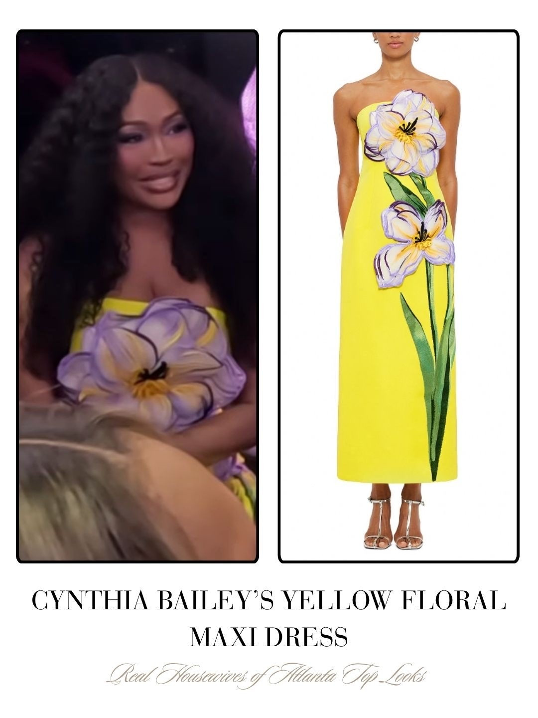 Cynthia Bailey’s Yellow Floral Strapless Maxi Dress