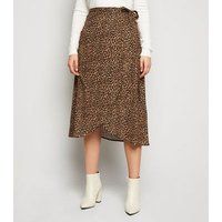 Petite Brown Leopard Print Wrap Midi Skirt New Look | New Look (UK)