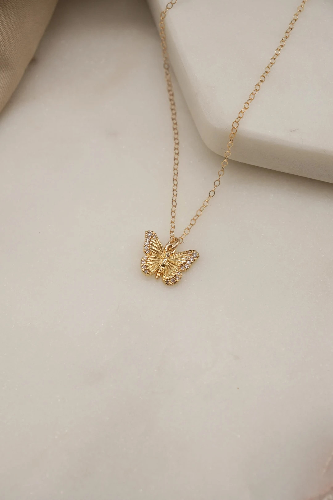 NEW Butterfly Necklace, Simple Necklace, Dainty Earrings, Butterfly Necklace Gold, Gift for Frien... | Etsy (US)