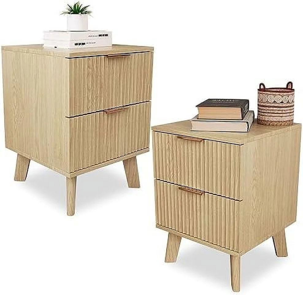 HOOMHIBIU Mid Century Modern Nightstand  2 Drawer Dresser for Bedroom  Small Dresser Night Stand ... | Walmart (US)