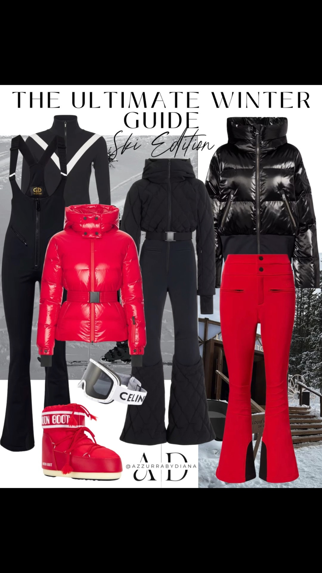 The Ultimate Winter Ski Guide — Red & Black Edition 🖤❤️
Two bold alpine looks that prove ski style is all about balance. Look one pairs a black shiny ski jacket with striking red ski pants for a high-impact, fashion-forward moment. Look two flips the script with a red shiny jacket styled back to classic black ski pants under $300—clean, timeless, and endlessly wearable. Both are finished with ultra-chic white statement goggles for that bougie après-ski feel. And of course, I always track down the best dupes so you can recreate these elevated ski looks at every price point. A modern winter capsule made to stand out on and off the slopes.

#LTKgrwm #LTKTravel #LTKootd