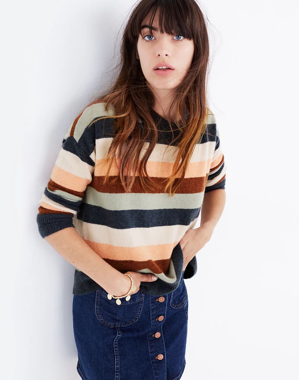 Pullover Sweater in Elmwood Stripe | Madewell