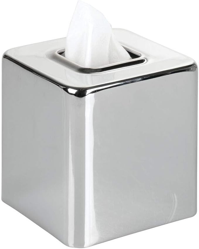 mDesign Modern Square Metal Paper Facial Tissue Box Cover Holder for Bathroom Vanity Countertops,... | Amazon (US)