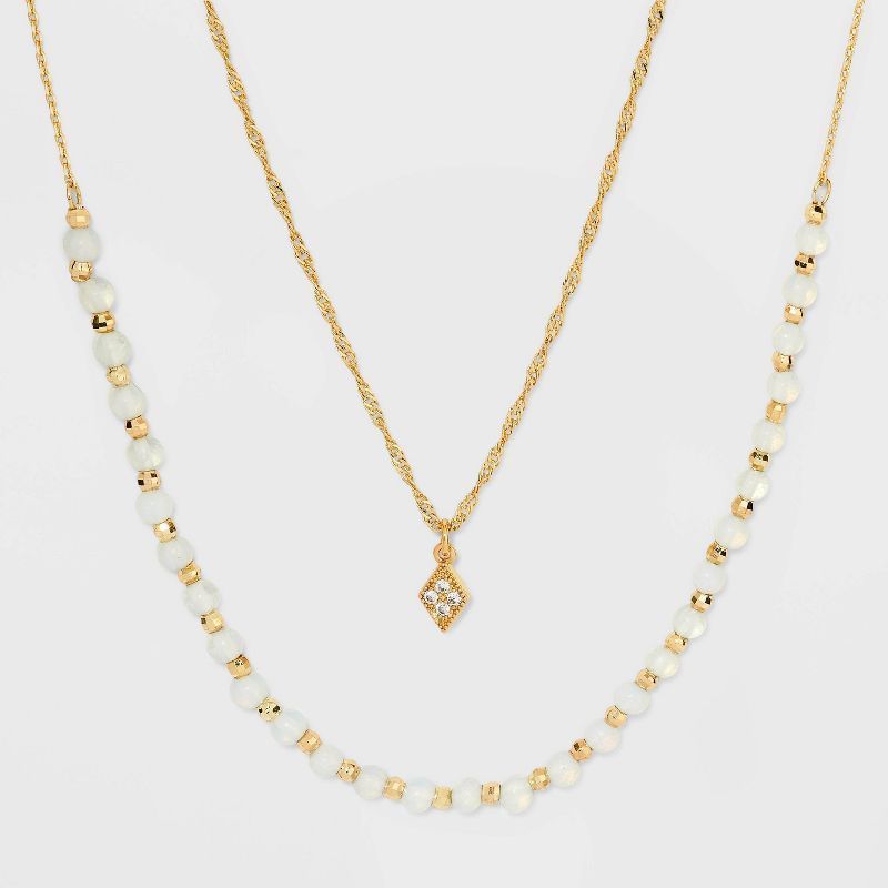 14K Gold Dipped Cubic Zirconia Beaded Necklace - A New Day™ | Target