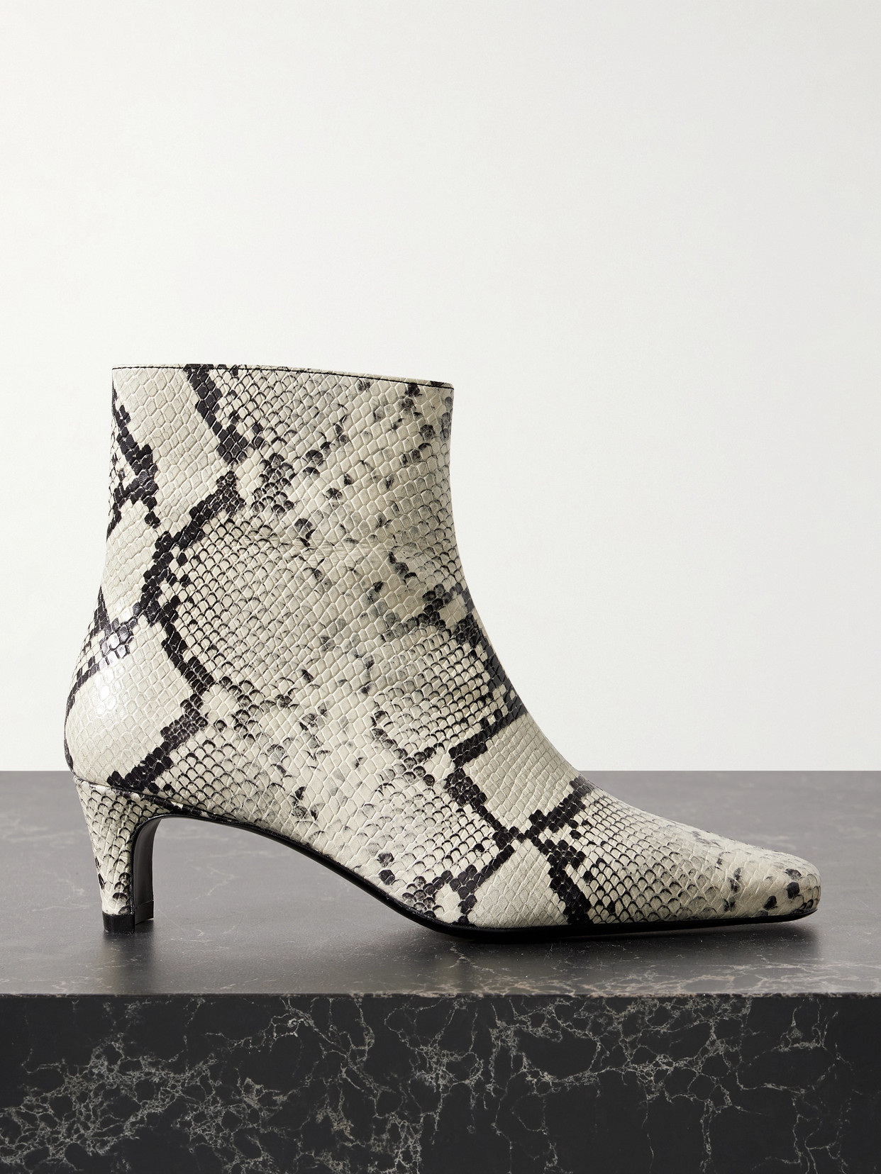 STAUD - Wally Snake-effect Leather Ankle Boots - Animal print | NET-A-PORTER (US)