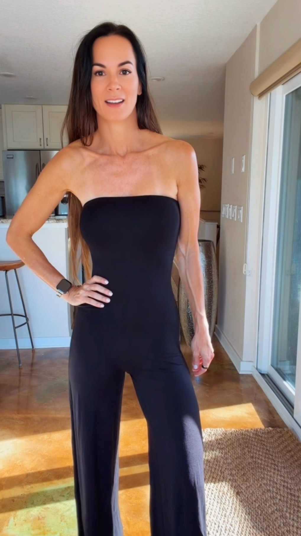 Easy outfit. Excellent accessories. 🖤 This black strapless jersey jumpsuit from Revolve is comfortable, flattering and so simple to style. I added my Chanel belt bag, Dior sunglasses and purple Dries Van Noten wedges for a little personality. Save this for your next “what am I wearing?” moment. 💜

#revolveambassador @Revolve

#LTKdayinmylife #LTKgrwm #LTKootd