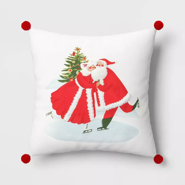 New Target Wondershop Christmas Santa Clause Throw Pillow..Embroidered