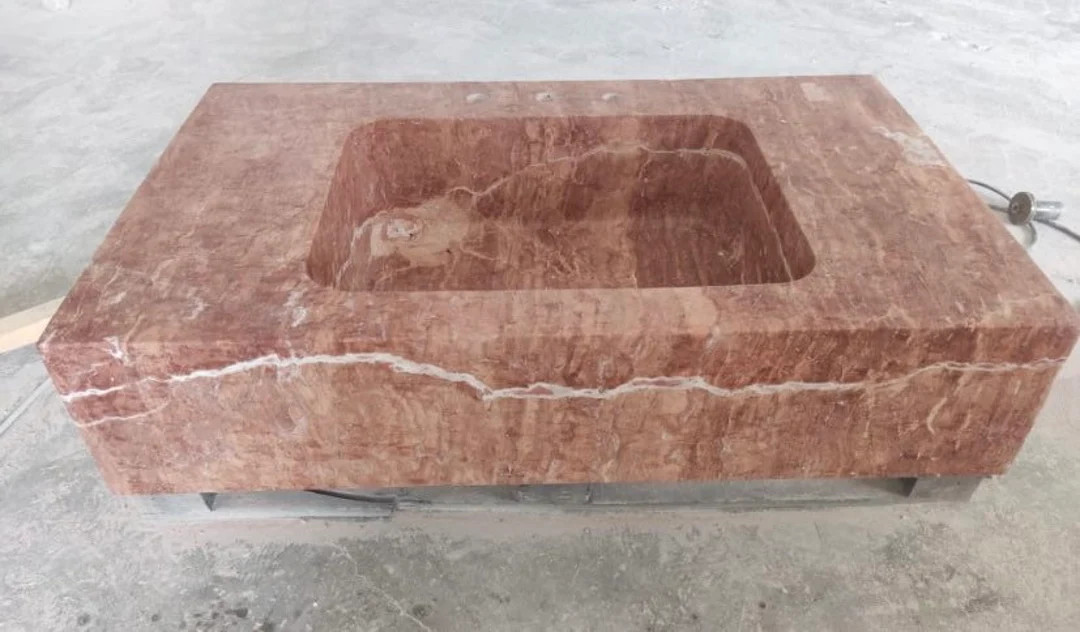 Red Travertine Sink, Red Travertine Washbasin, Powder Room Sink, Wall Mounted Sink, Custom Order ... | Etsy (US)