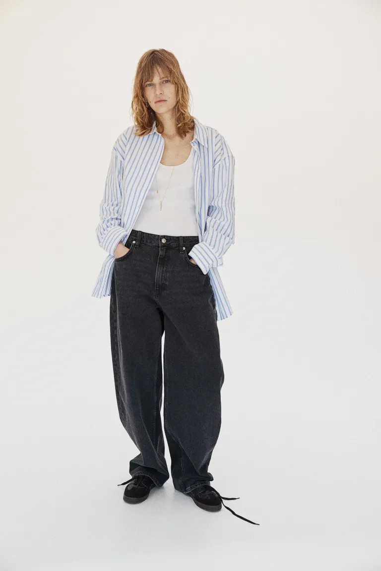 Oxford Shirt - White/blue striped - Ladies | H&M US | H&M (US + CA)