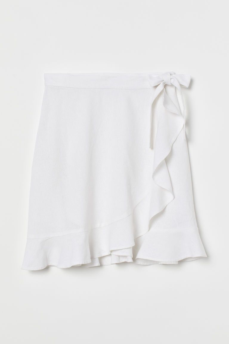 H & M - Linen-blend Wrap Skirt - White | H&M (US + CA)