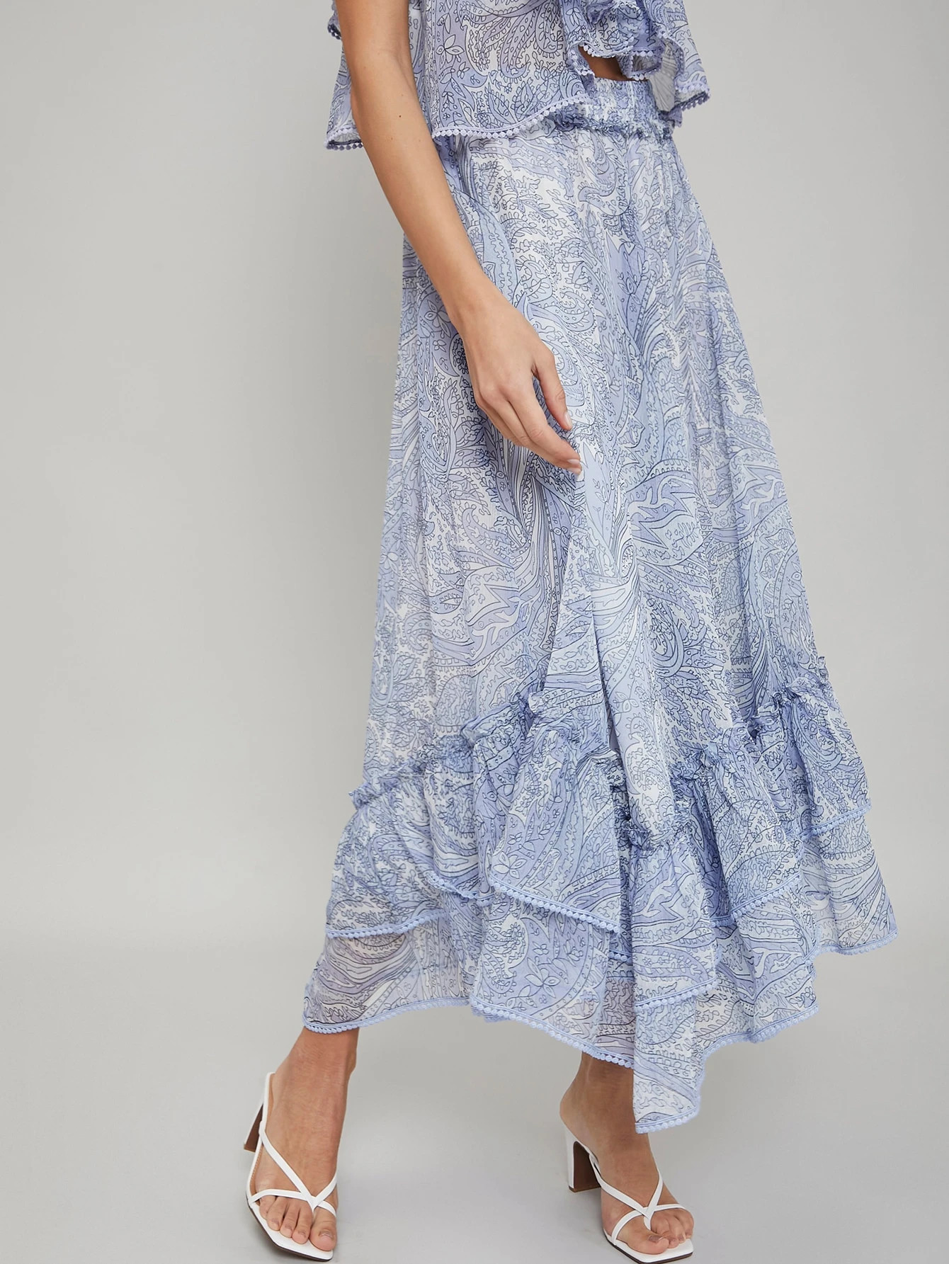 MOTF PREMIUM FLOWY RUFFLE HEM SKIRT | SHEIN