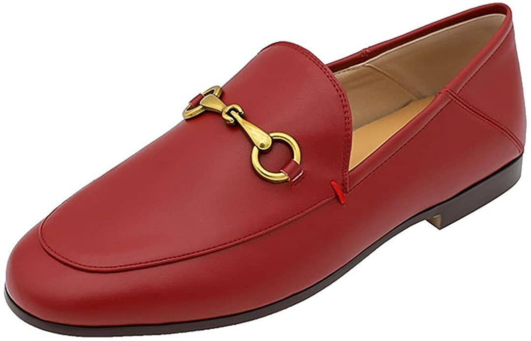 Coonek Women's Loafers,Low Heel Flats Leather Slip On for Girls Slides Lady Work Mules | Amazon (US)