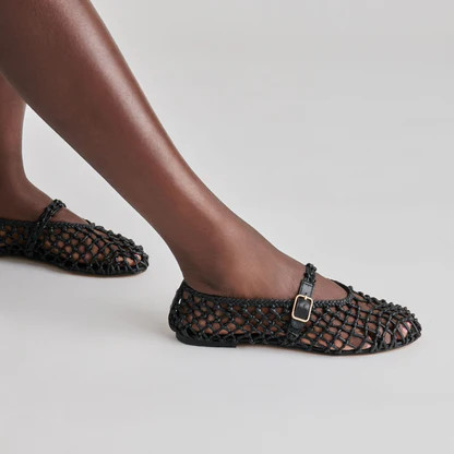 Clair Ballet Flats Black Woven Leather | DolceVita.com