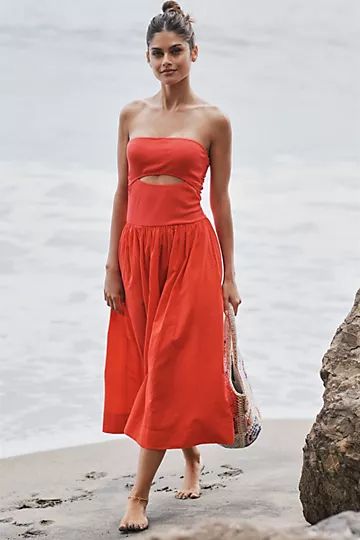 Stateside Poplin Strapless Maxi Dress | Anthropologie (US)