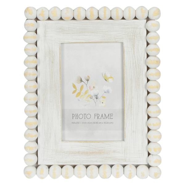 White Beaded Tabletop Picture Frame, 4x6 | At Home