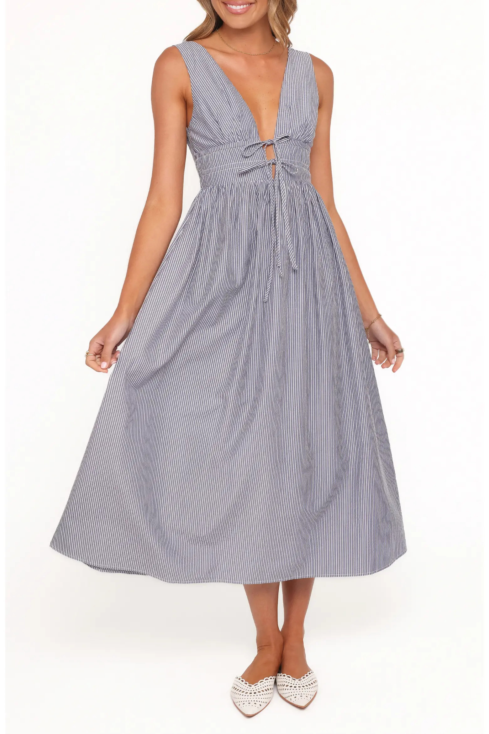 Annora Pinstripe Cotton Midi Dress (Women) | Nordstrom | Nordstrom