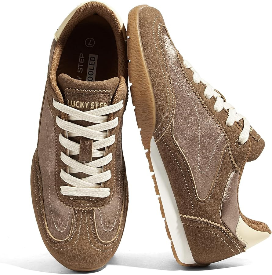 LUCKY STEP Women's Retro Casual Fashion Sneakers Classic Anti-Slip Neutral Walking Shoes Stylish ... | Amazon (US)