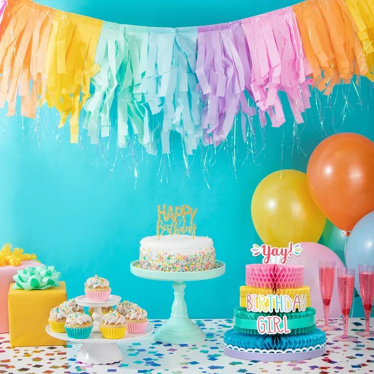 Way to Celebrate! Multicolor Birthday Honeycomb Centerpiece | Walmart (US)