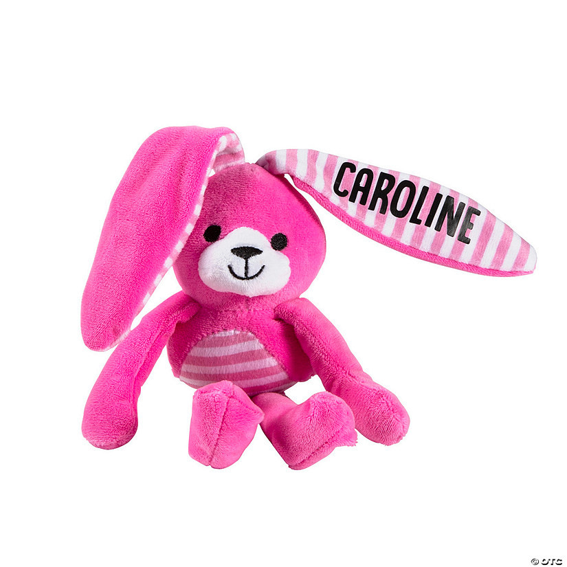 14" Personalized Easter Wired Long Ear Striped Stuffed Bunny | Oriental Trading Company