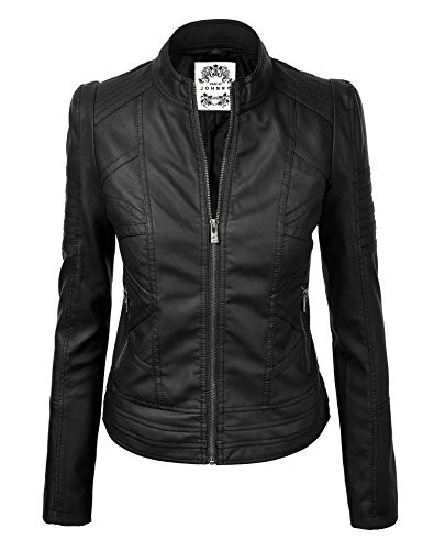 Made By Johnny MBJ WJC746 Womens Vegan Faux Leather Motorcycle Jacket XXXL BLACK | Amazon (US)