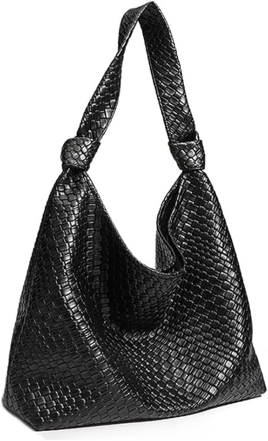 Woven Hobo Bags for Women Soft PU Leather Slouchy Bag Large Capacity Woven Leather Handbag Knotte... | Amazon (US)