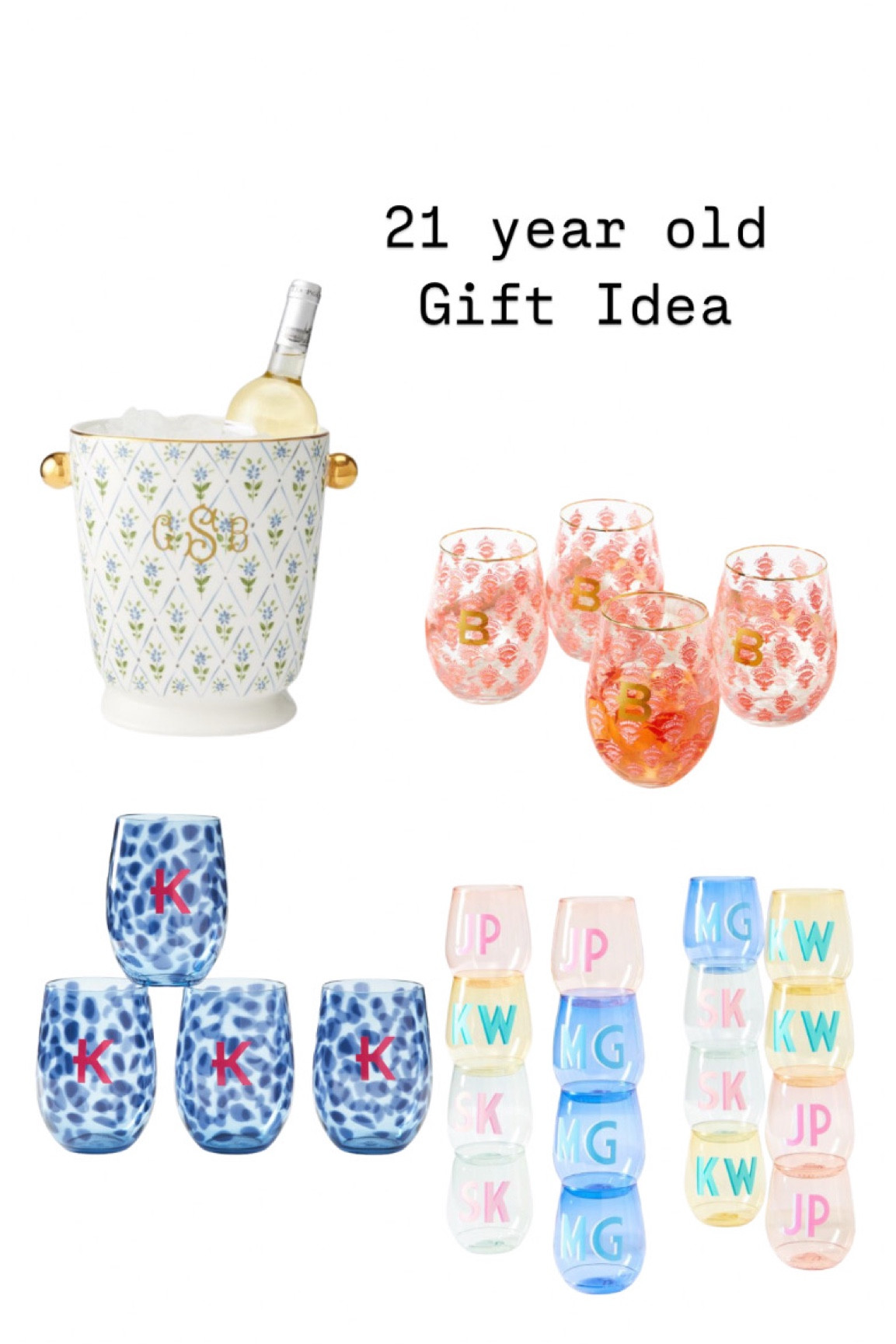 Gift idea for 21 year old 
21 year old gift 
Gift for her 
Gift for the home 
Initial wine glasses  

#LTKFindsUnder50 #LTKGiftGuide #LTKSaleAlert