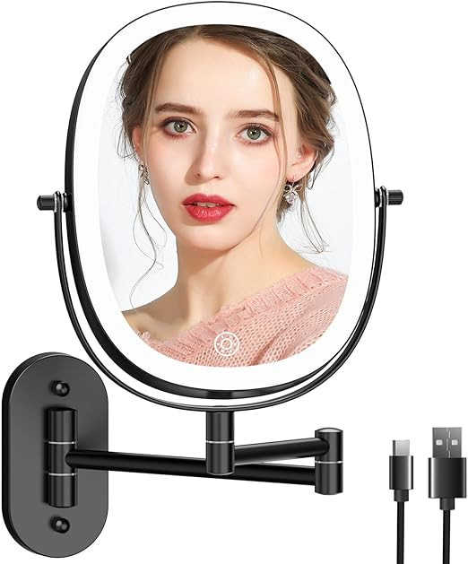 FUNTOUCH Rechargeable Wall Mounted Lighted Makeup Vanity Mirror, Perfectly Illuminated with Doubl... | Amazon (US)