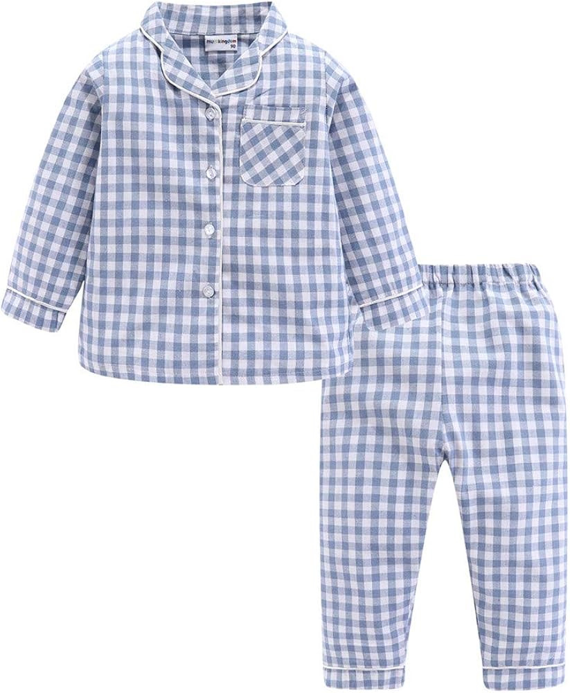 Mud Kingdom Boutique Girls Boys Pajamas Set Collared Long Sleeve Sleepwear | Amazon (US)