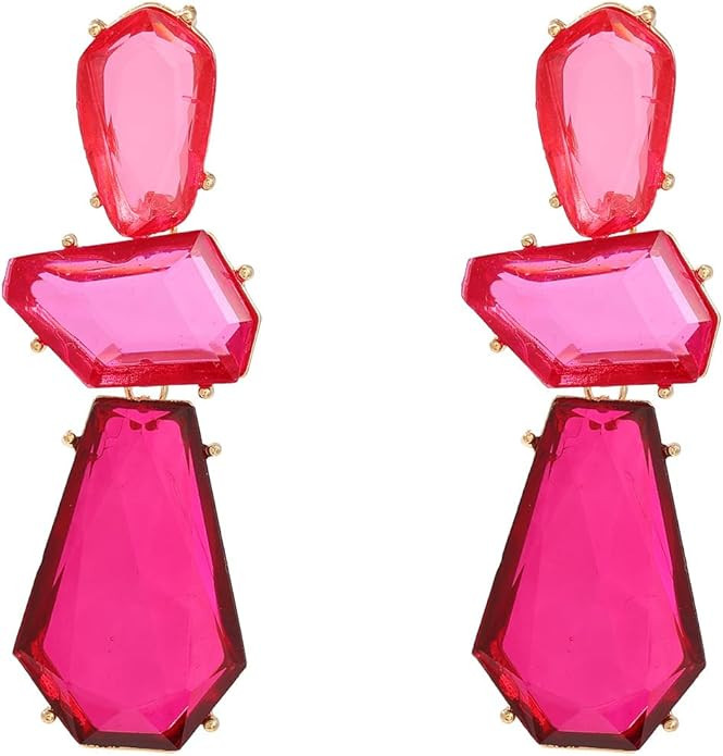 Vintage Statement Earrings Boho Colorful Rhinestone Crystal Drop Dangle Earrings Big Geometric Ea... | Amazon (US)