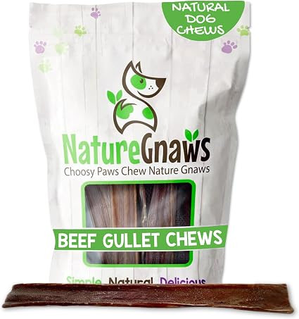 Nature Gnaws Beef Gullet Chews for Large Dogs 9-10" (20 Count) - Natural Beef Jerky Stick Dog Che... | Amazon (US)