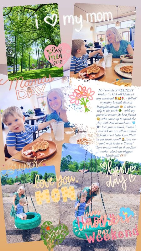 It’s been the SWEETEST Friday (to kick off Mother’s day weekend 💐🥰🌷) - full of a yummy brunch date at @maplesonmain 🧇 & then a trip to the park 🌳 - with my precious mama (& best friend 🥹) who came up to spend the day with Judson and me!! 🩵 We love you so much, “Nana” - and eek we are all so excited to hold sweet baby Levi Rhett in our arms soon!! 🤱 And we can’t wait to have “Nana” here to stay with us those first weeks - she is the biggest blessing!!! 🫶🏽🤍

#LTKKids #LTKFamily