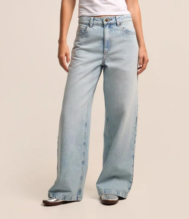Calça Baggy Destroyer Jeans com Bolsos Azul | Renner (BR)