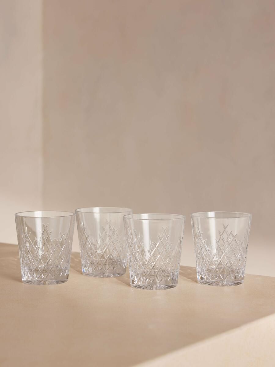 Barwell Cut Crystal Rocks Glass, Set of Four | Soho Home Ltd