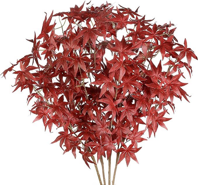 Sggvecsy 4Pcs Artificial Maple Leaves Branches Fake Fall Leaves Stems Maple Leaves Shrubs Autumn ... | Amazon (CA)