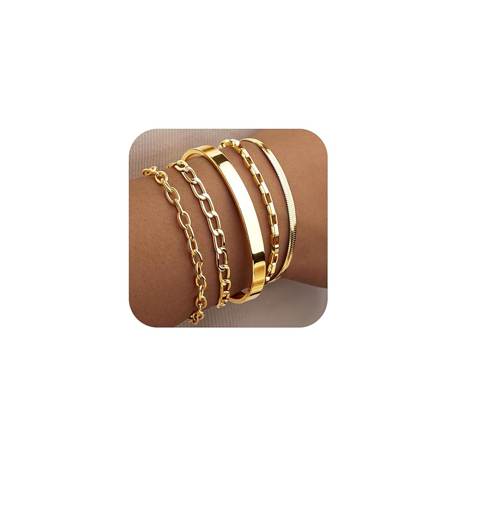 Gold Plated Bracelets for Women,Dainty Bracelets Set for Women Trendy, Gold Plated Bracelets Stac... | Amazon (US)