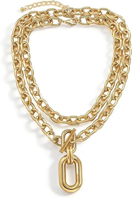 CSIYANJRY99 Chunky Gold Necklaces for Women,Multilayer Punk 80s Hip Hop Necklace,Layered Cuban Li... | Amazon (US)