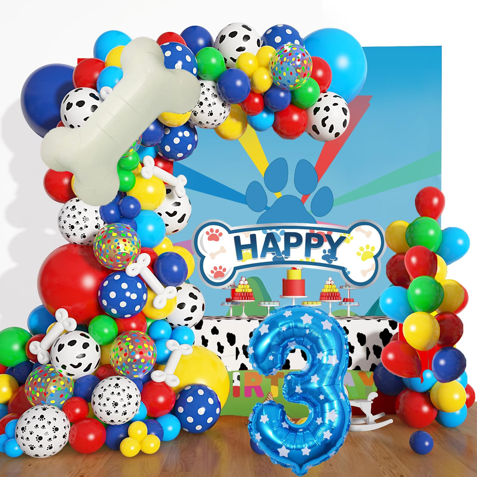 3rd Birthday Decorative Balloon Garland,155Pcs Paw Birthday Party Supplies, Dog Paw Balloons Garl... | Amazon (US)