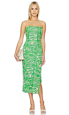 Damson Madder Midi Dress in Fruit Label Jacquard from Revolve.com | Revolve Clothing (Global)