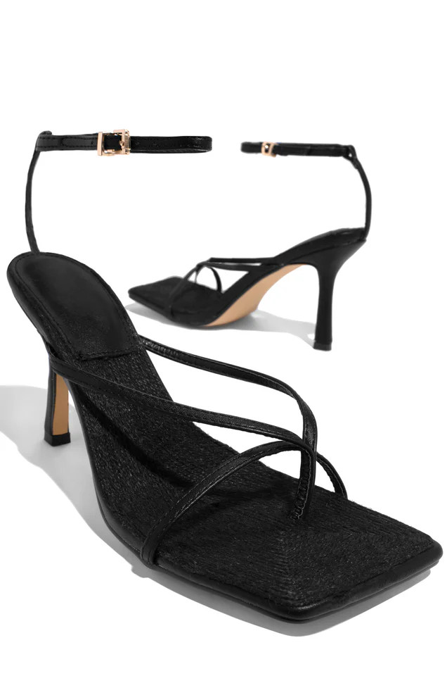 Miss Lola | Black Squared Toe Heels | MISS LOLA