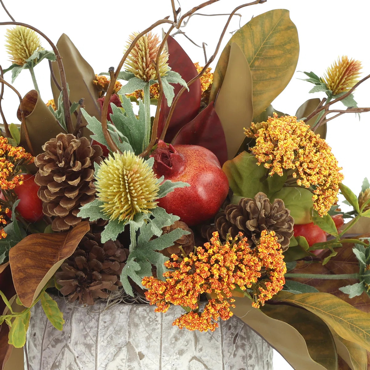 Thistle and Pomegranates Arranged in Decorative Ceramic Pot | Wayfair North America