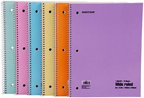 Mintra Office Spiral Notebooks - (Pastel, Wide Ruled, 6 Pack) - For School, Office, Business, Pro... | Amazon (US)