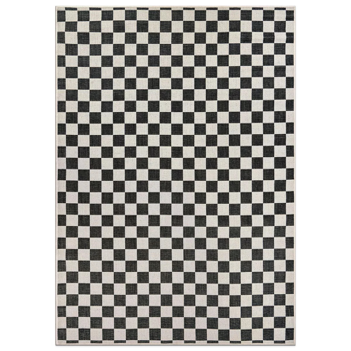 World Rug Gallery Contemporary Checkered Weather Resistant Reversible Indoor/Outdoor Area Rug - B... | Target