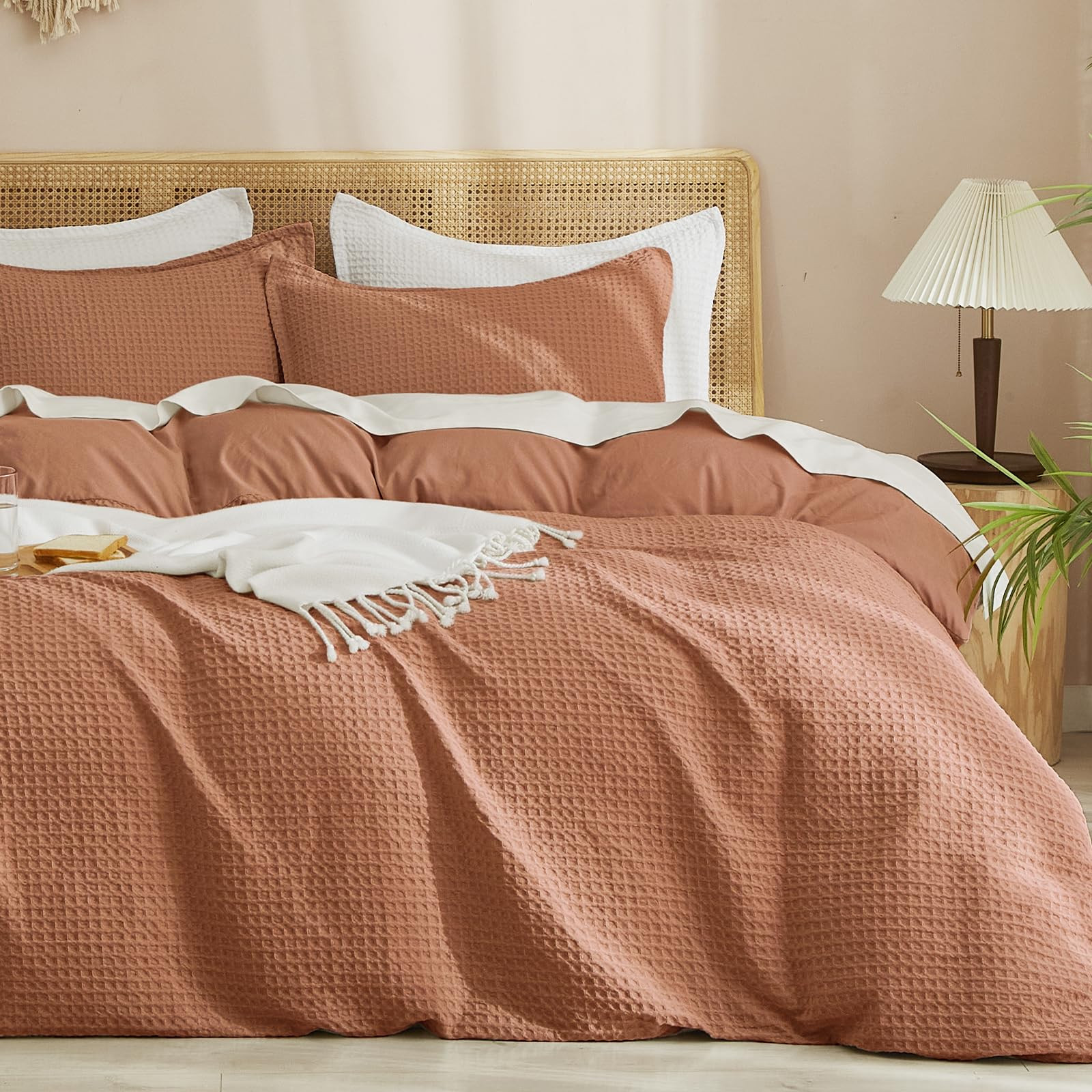 PHF Waffle Weave Duvet Cover Set Queen Size, No Snagging Ultra Soft Luxury Textured Breathable Co... | Amazon (US)