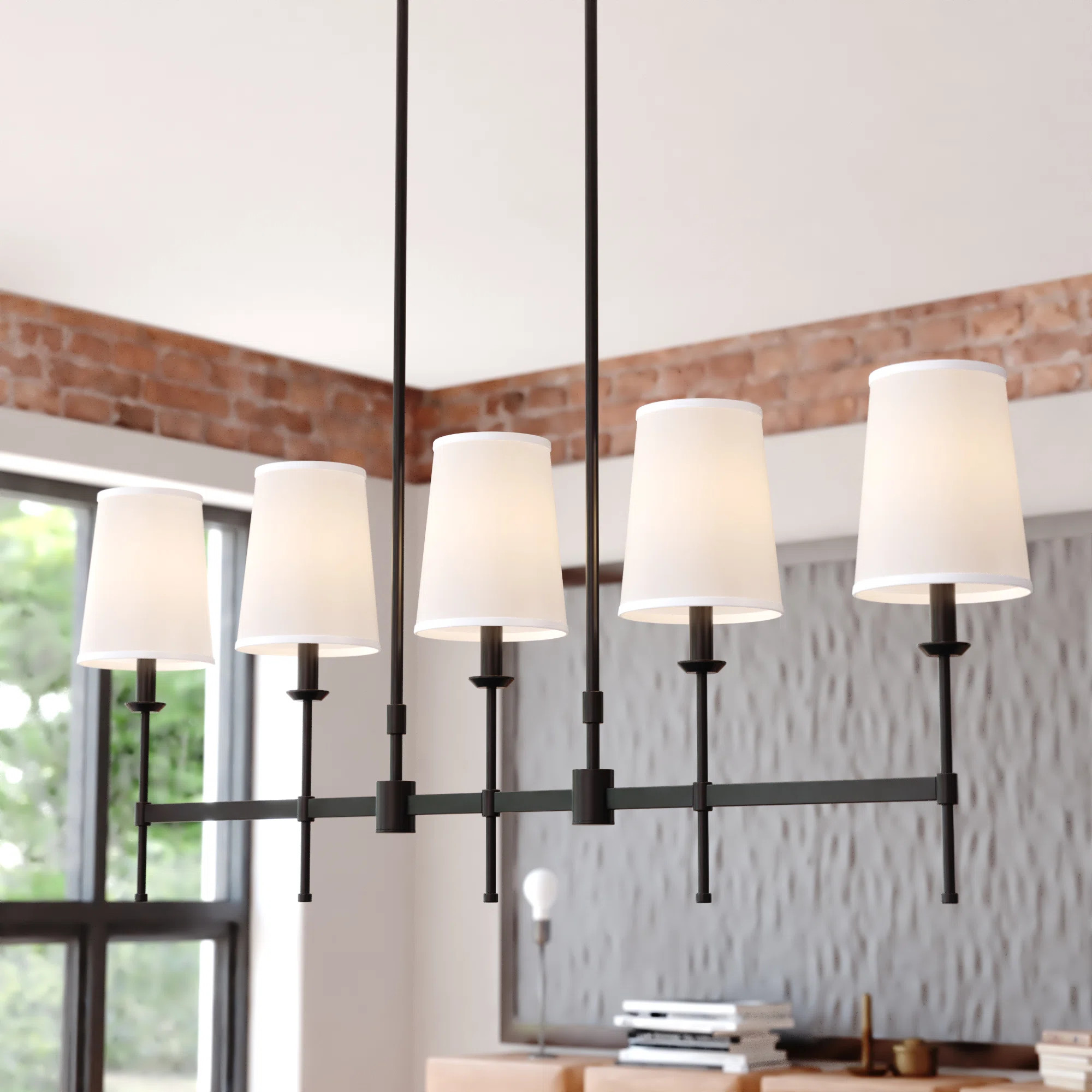 Wellingborough 5 - Light Matte Black Kitchen Island Pendant | Wayfair North America