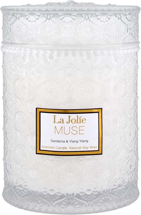Gardenia & Ylang Ylang Scented Candle, Soy Candle for Home, Large Glass Jar Candle Gift, 90 Hours... | Amazon (US)