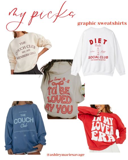 My picks, sweatshirts, hoodies, graphics, red, love, comfy style, cozy 

#LTKSeasonal #LTKfindsunder100 #LTKstyletip