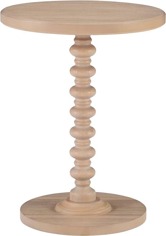 Powell Natural Tarkin Round Wood Turned Spindle Pedestal Side Accent Table | Amazon (US)