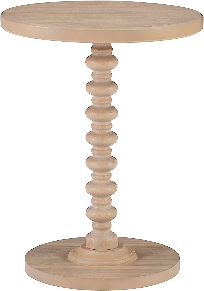 Natural Tarkin Round Wood Turned Spindle Pedestal Side Accent Table | Amazon (US)