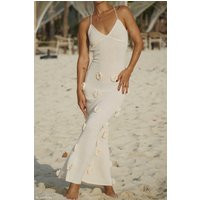 Suki Knit Maxi Dress With Flowers - Nude | MESHKI US